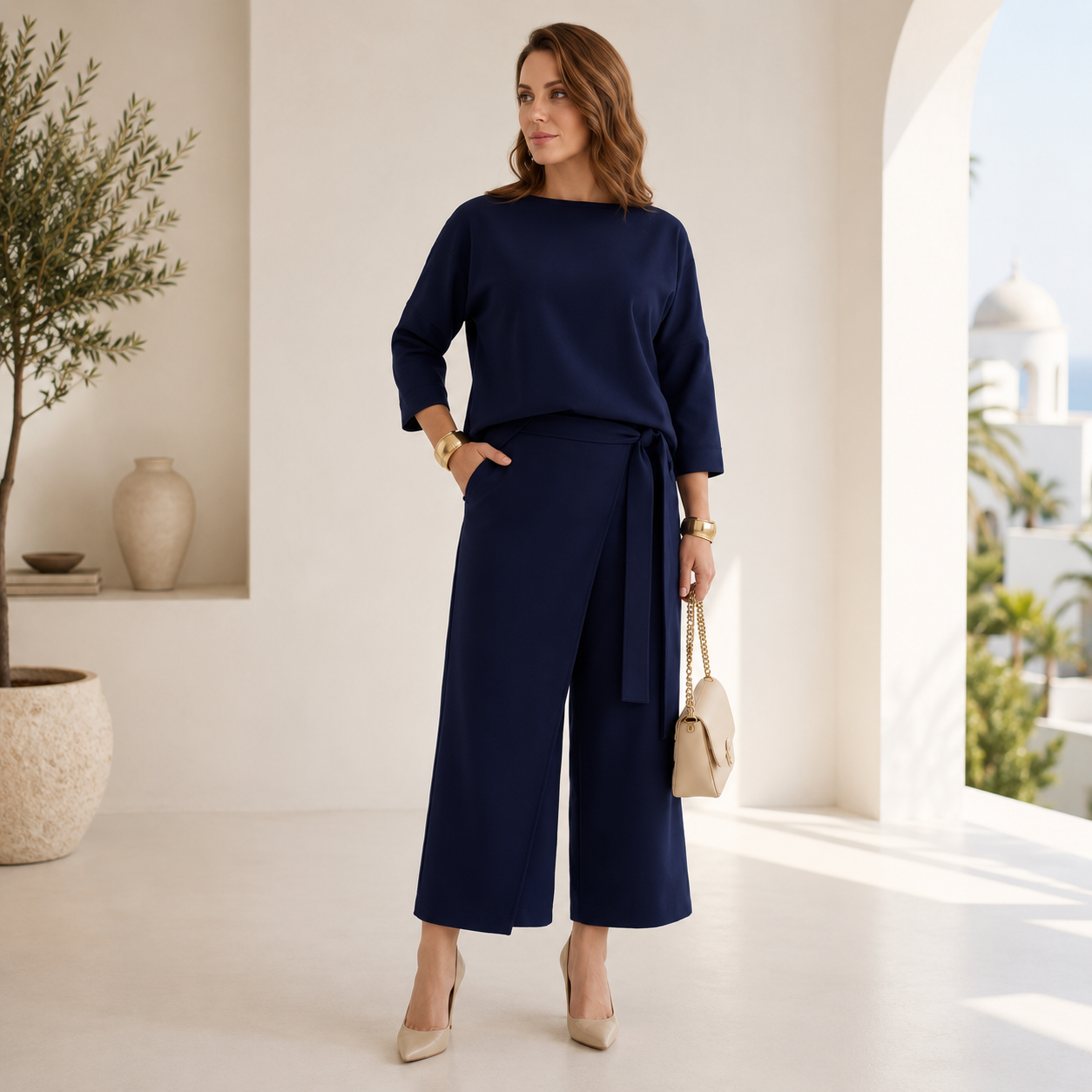 ENSEMBLE MARRON BLEU